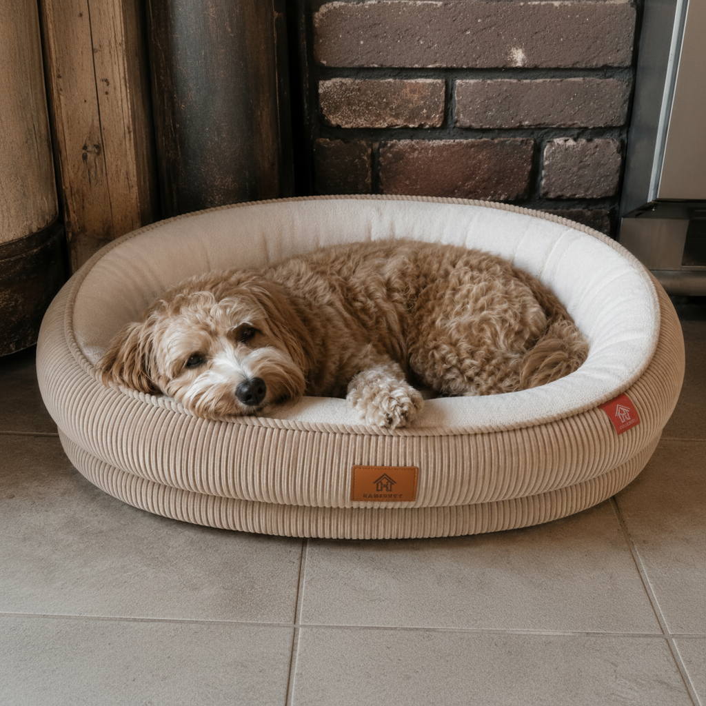 Soft Corduroy Pet Bed - Square with more background
