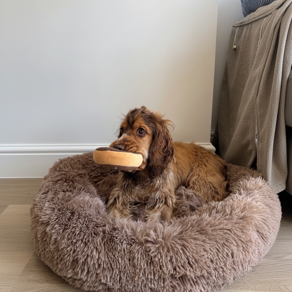 Calming Doughnut Plush Pet Bed - Square Crop